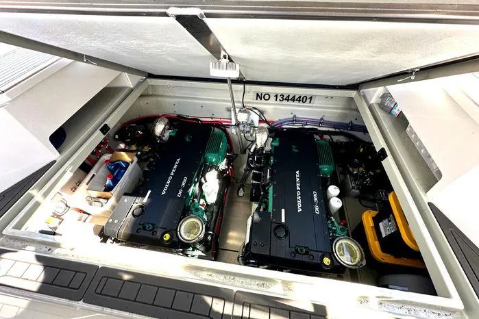 Slide: The Image of Engine compartment of 2024 Sargo 36 boat with dual Volvo Penta engines. - 13