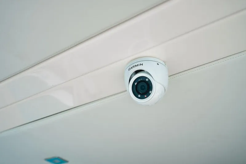 Slide: The Image of Garmin security camera installed on 2025 Tiara Yachts 48 LS ceiling. - 30