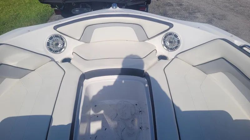 Slide: The Image of Interior view of a 2016 Yamaha Boats AR192, featuring spacious seating and speakers. - 9
