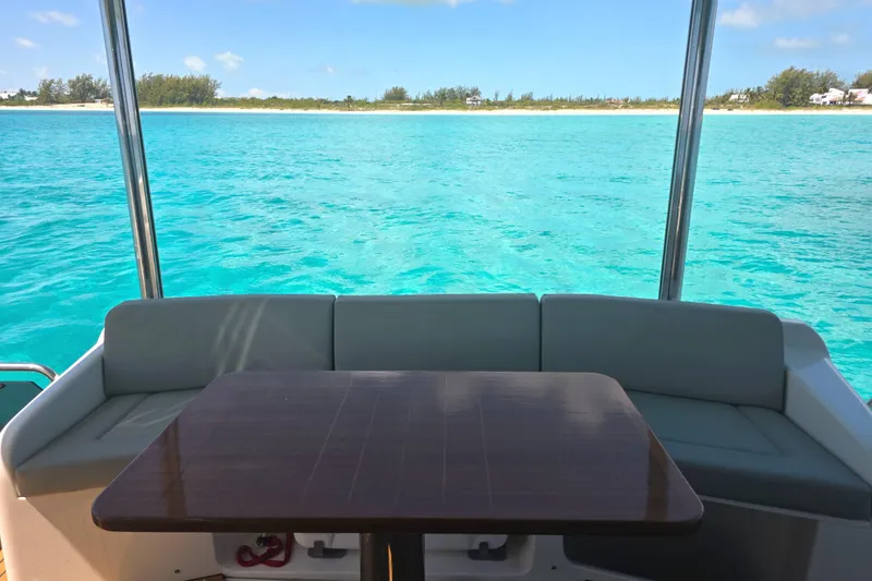 Slide: The Image of Luxurious Absolute 47 Fly yacht interior with ocean view, 2021 model. - 3