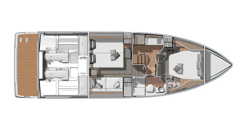 Slide: The Image of Floor plan of 2025 Jeanneau DB 43 yacht, featuring spacious cabins and modern layout. - 17
