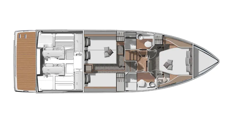 Slide: The Image of Floor plan of 2025 Jeanneau DB 43 yacht, showcasing interior layout and design. - 18