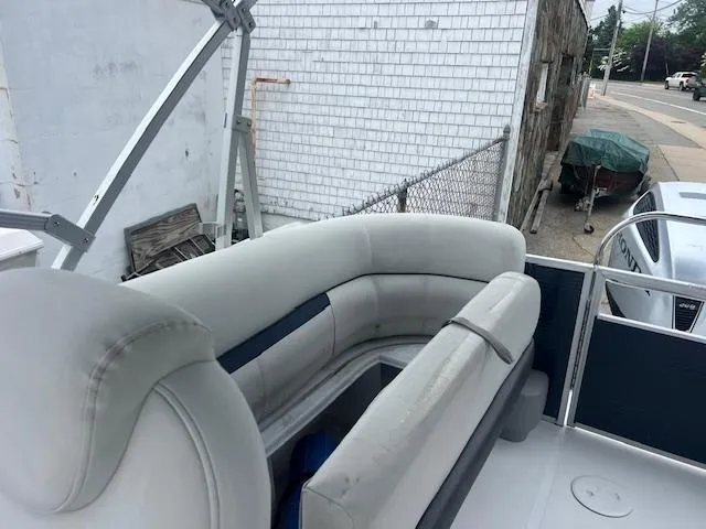 Slide: The Image of 2021 Hurricane FunDeck 236SB OB boat with spacious seating and modern design. - 11