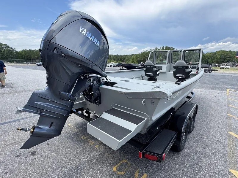 Slide: The Image of 2026 SeaArk 2072 MV Flat Cat boat with Yamaha engine on trailer. - 8