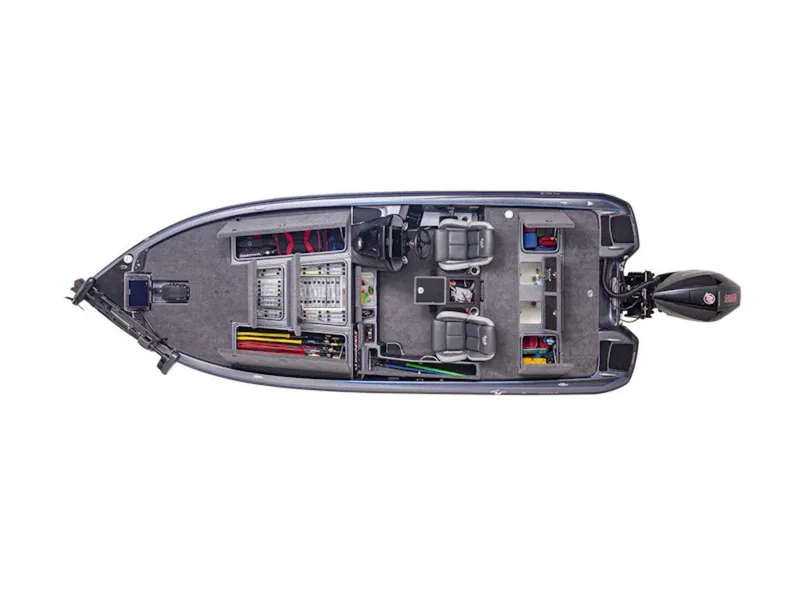 Slide: The Image of Top view of 2026 Phoenix 921 Elite X II fishing boat with organized storage compartments. - 16