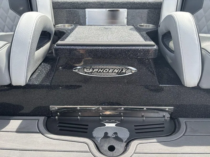 Slide: The Image of Interior of 2026 Phoenix 921 Elite X II boat with logo and seating. - 22