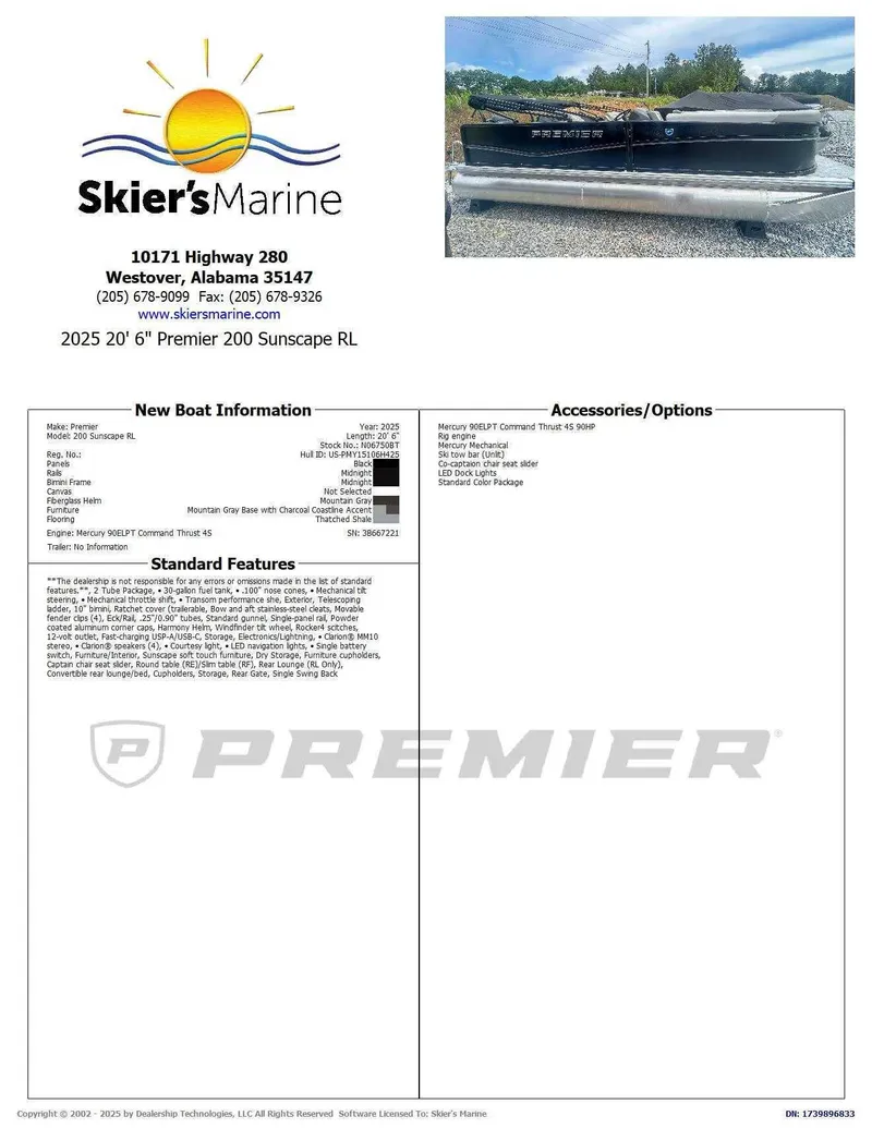 Slide: The Image of Premier 200 Sunscape RL 2025 - 2