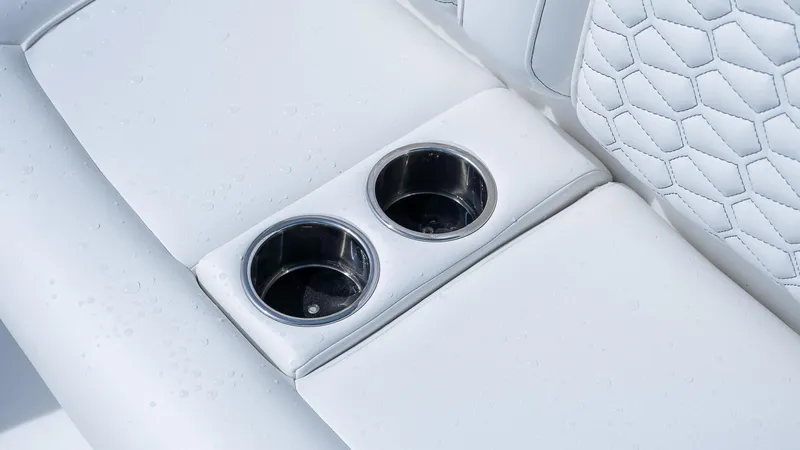 Slide: The Image of White leather boat seat with cup holders, 2026 Tidewater 282CC Adventure. - 26