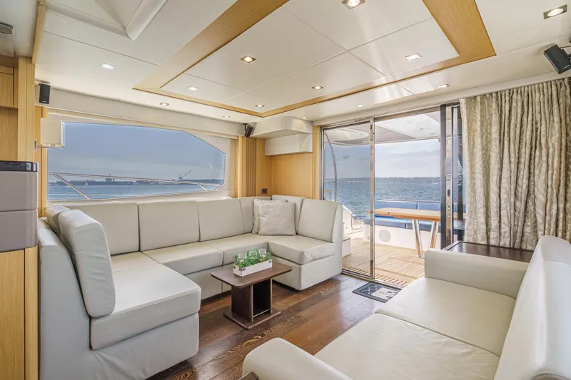 Slide: The Image of Luxurious interior of 2017 Sunseeker Manhattan 65 yacht with ocean view. - 14