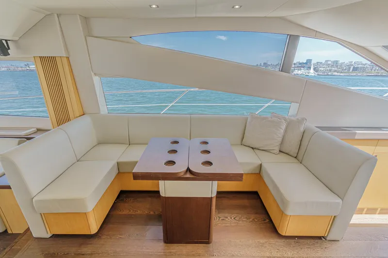 Slide: The Image of Luxurious interior of 2017 Sunseeker Manhattan 65 yacht with elegant seating and ocean view. - 21