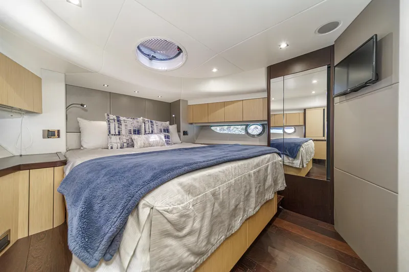Slide: The Image of Luxurious bedroom interior of 2017 Sunseeker Manhattan 65 yacht with modern design. - 39