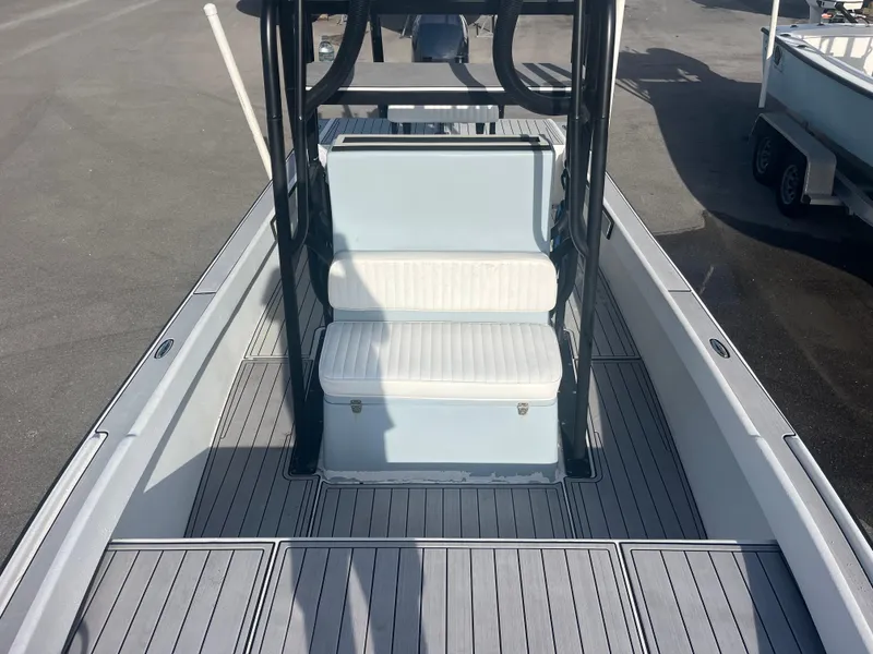 Slide: The Image of 1971 Aquasport 222 boat interior with seating and deck, showcasing classic design. - 9