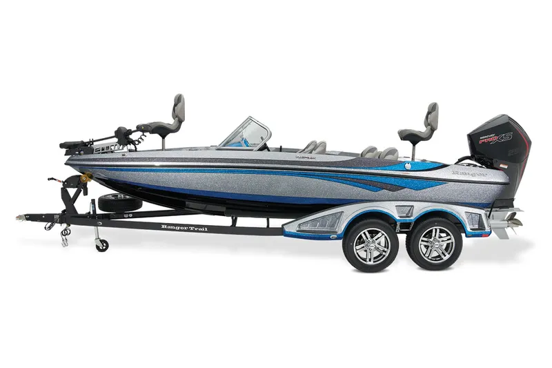 Slide: The Image of 2025 Ranger 212LS boat cockpit with Garmin navigation and modern steering wheel. - 7