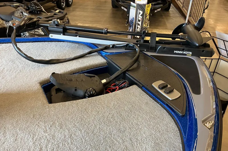 Slide: The Image of 2025 Nitro Z17 boat with Minn Kota Edge trolling motor on deck. - 4