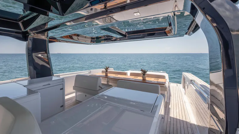 Slide: The Image of Luxurious interior of Fjord 53XL yacht, 2023 model, with ocean view. - 12