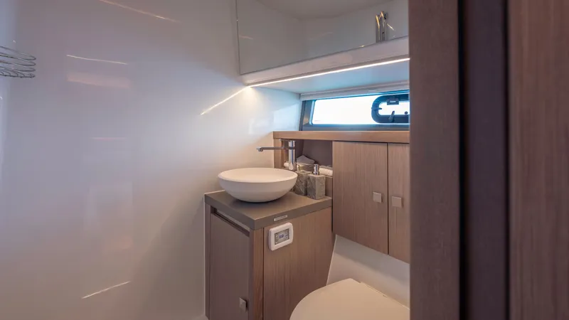 Slide: The Image of Modern bathroom in Fjord 53XL yacht, 2023 model. - 15