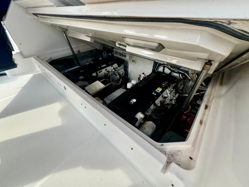 Slide: The Image of Engine compartment of 2006 Tiara Yachts 3200 Open, showcasing mechanical components. - 45