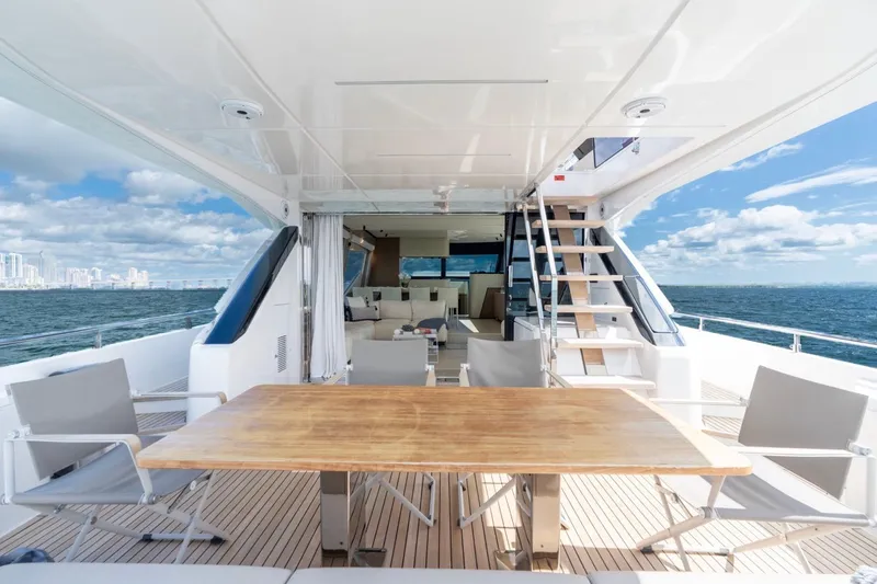 Slide: The Image of Luxurious 2024 Ferretti Yachts 720 with spacious deck and ocean view. - 26