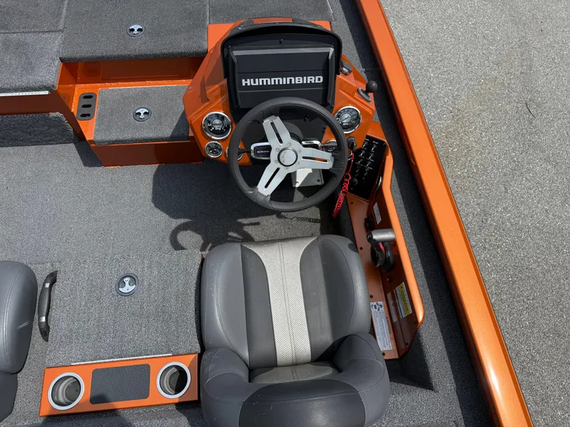 Slide: The Image of 2020 Vexus AVX 1980 boat interior with steering wheel and Humminbird display. - 10
