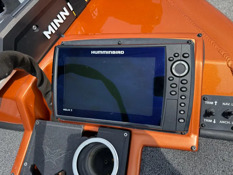 Slide: The Image of Humminbird Helix 9 fishfinder on 2020 Vexus AVX 1980 boat dashboard. - 7