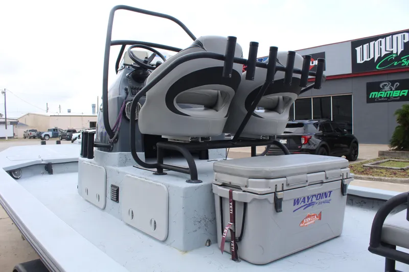 Slide: The Image of 2019 Shoalwater 23 Catamaran with dual seats and cooler on deck. - 8