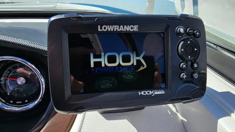 Slide: The Image of Lowrance HOOK fishfinder on 2016 Sea Ray 230 SLX dashboard. - 29