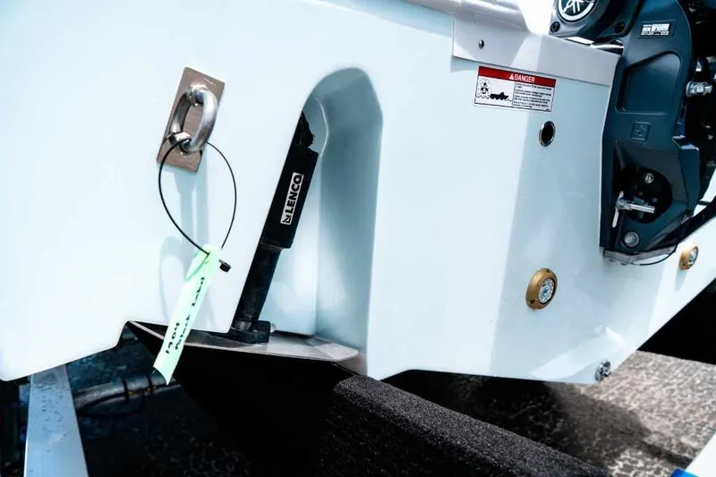 Slide: The Image of 2025 Sea Fox 228 Commander boat transom with Lenco trim tab and engine mount. - 8