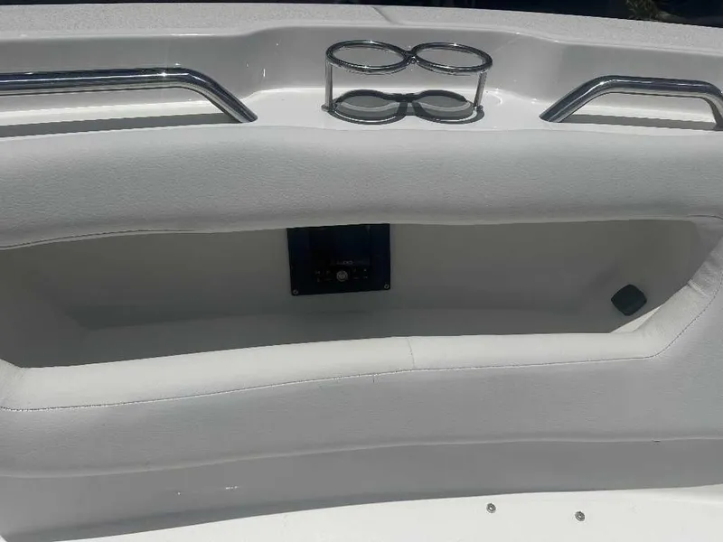 Slide: The Image of Interior view of 2026 Sea Fox 288 Traveler boat with cup holders and seating. - 11