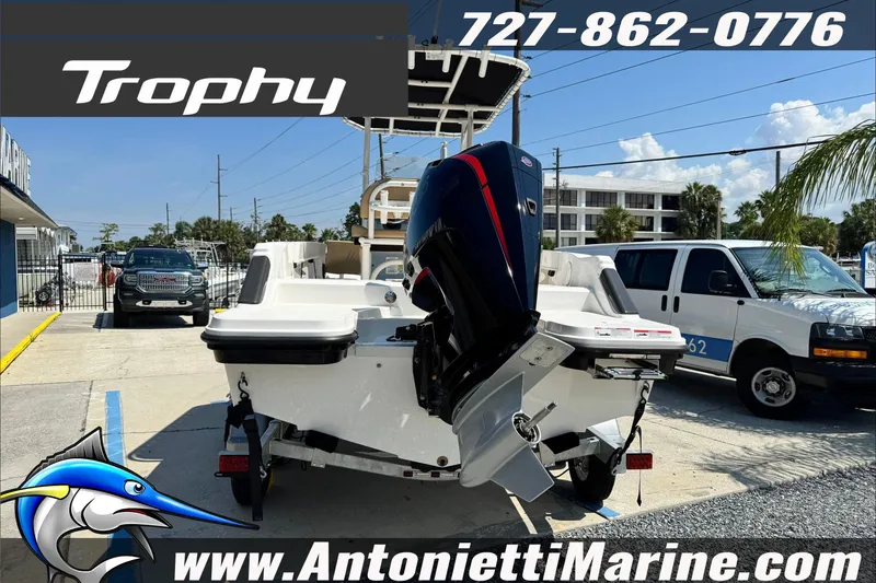 Slide: The Image of 2025 Trophy T20 CC boat displayed at Antonietti Marine dealership. - 7