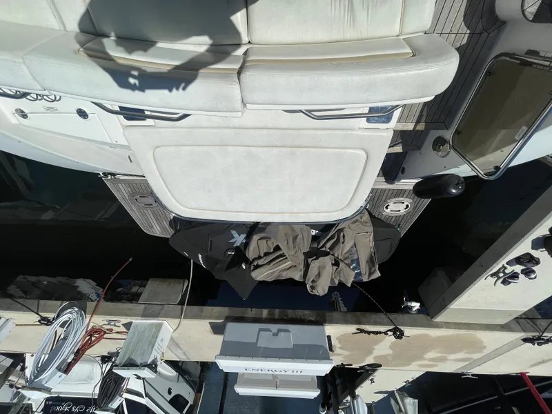 Slide: The Image of Overhead view of a 2010 Sea Ray 540 Sundancer yacht at a dock. - 35