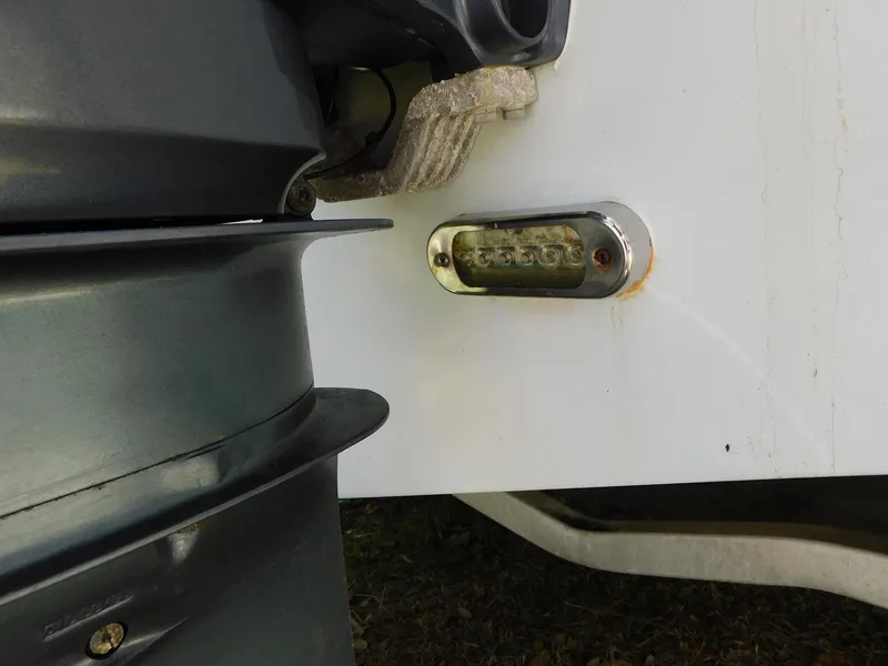 Slide: The Image of Close-up of a 2015 Sea Fox 286 Commander boat's stern light and propeller. - 25