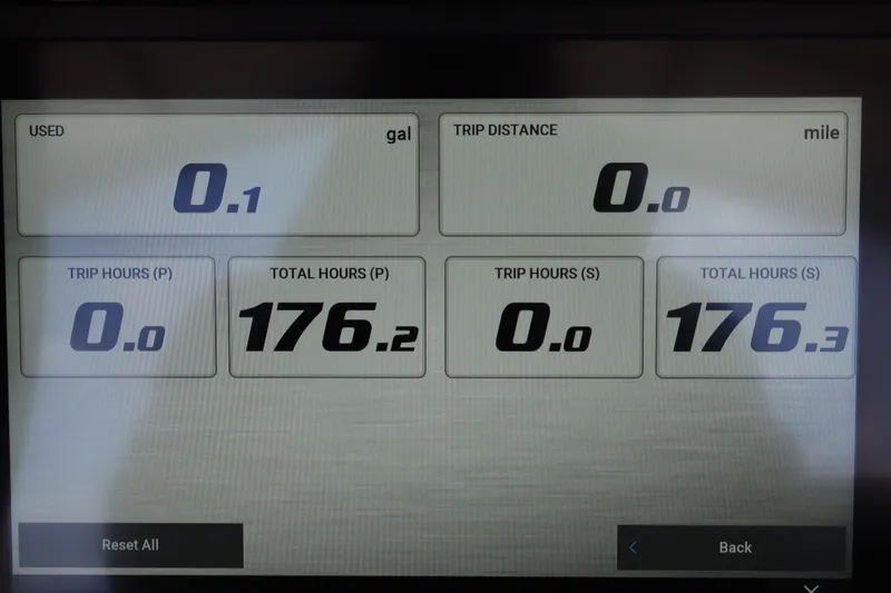 Slide: The Image of Display screen of 2022 Tidewater 272 LXF showing fuel and trip data. - 21