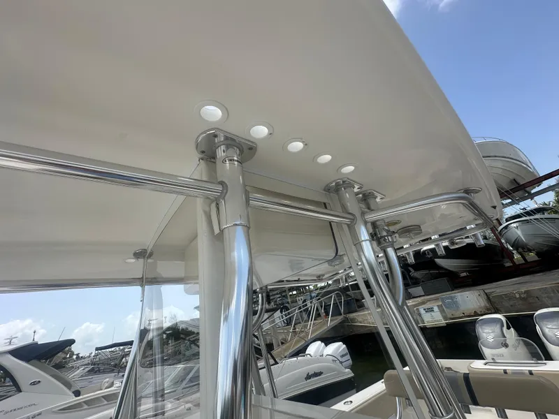 Slide: The Image of 2008 Contender 36 Open boat with stainless steel T-top and LED lights. - 52