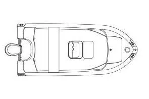 Slide: The Image of Top view schematic of a 2024 Edgewater 158CS boat design. - 5
