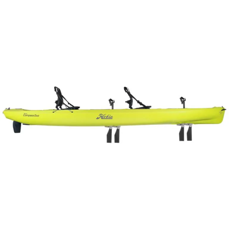 Slide: The Image of 2025 Hobie Mirage Compass Duo kayak in bright yellow, side view. - 6