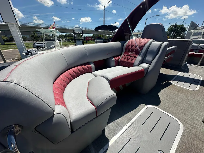 Slide: The Image of 2020 Bennington R 24 RTFBA boat interior with luxurious seating and modern design. - 37