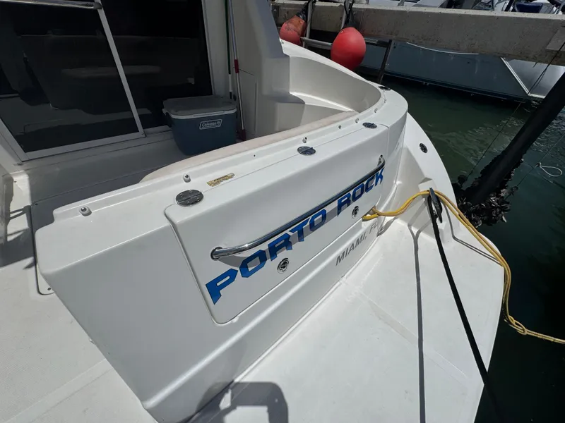 Slide: The Image of 2007 Sea Ray 360 Sedan docked, featuring "Porto Rock" name and Miami, FL location. - 47