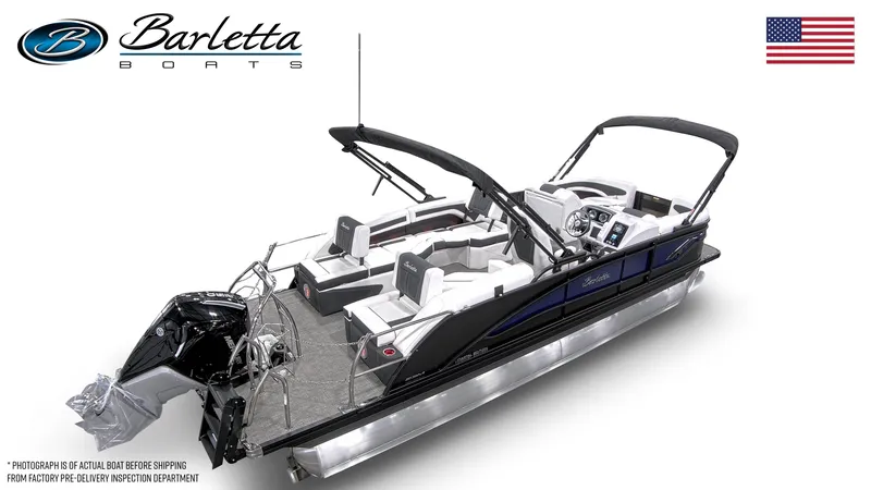 Slide: The Image of 2026 Barletta Corsa 23M pontoon boat with sleek design and modern features. - 5