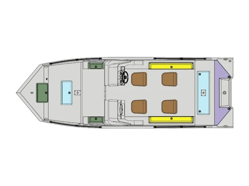 Slide: The Image of Top view of 2026 SeaArk ProCat 240 boat layout with seating and storage. - 24