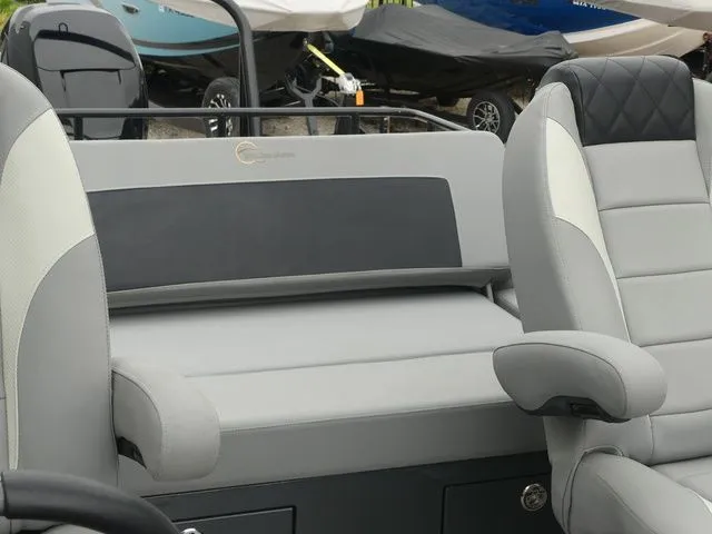 Slide: The Image of Interior of a 2023 Massimo Marine LIMITED boat with gray seating. - 23