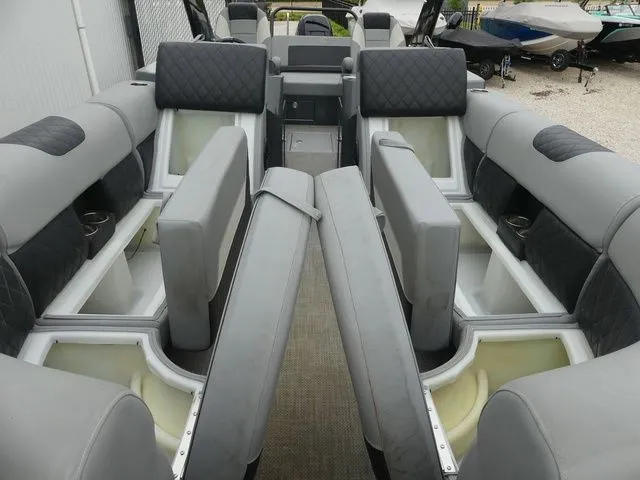 Slide: The Image of Interior view of 2023 Massimo Marine LIMITED boat with gray seating. - 33