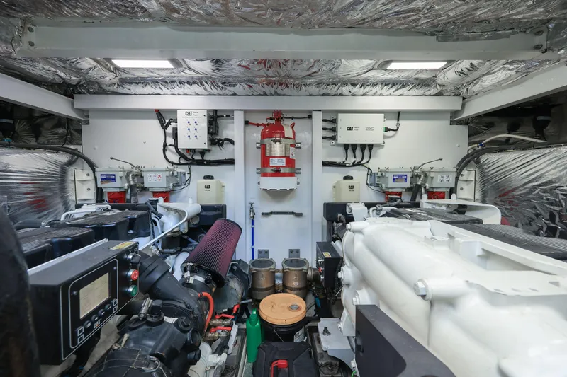 Slide: The Image of Engine room of a 2017 Princess S65 yacht, featuring advanced machinery and equipment. - 42