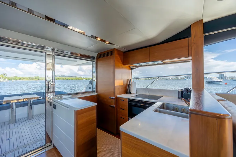 Slide: The Image of Luxurious 2017 Princess S65 yacht kitchen with modern design and scenic ocean view. - 49