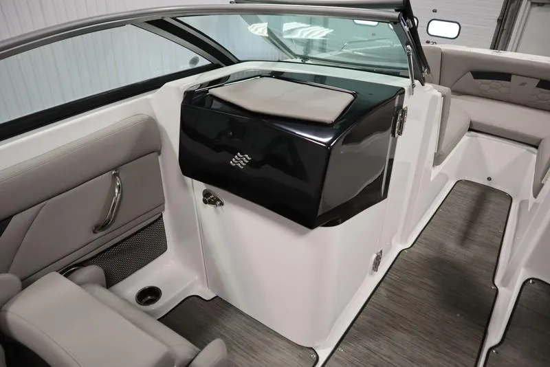 Slide: The Image of 2025 Four Winns HD3 boat interior with sleek seating and modern design. - 29