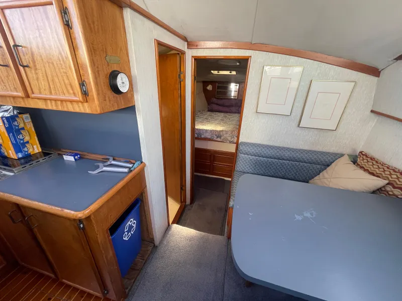 Slide: The Image of Bathroom interior of 1989 Ocean Yachts 35 Super Sport with shower, toilet, and sink. - 14