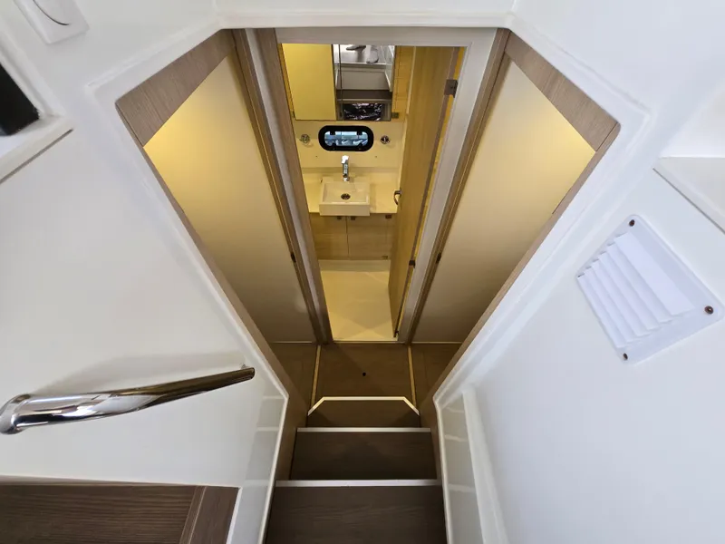 Slide: The Image of Interior view of 2018 Bali 4.1 Catamaran bathroom with modern fixtures. - 22