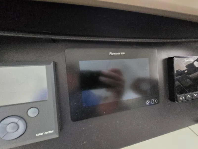 Slide: The Image of Control panel of a 2018 Bali 4.1 Catamaran featuring Raymarine display. - 66