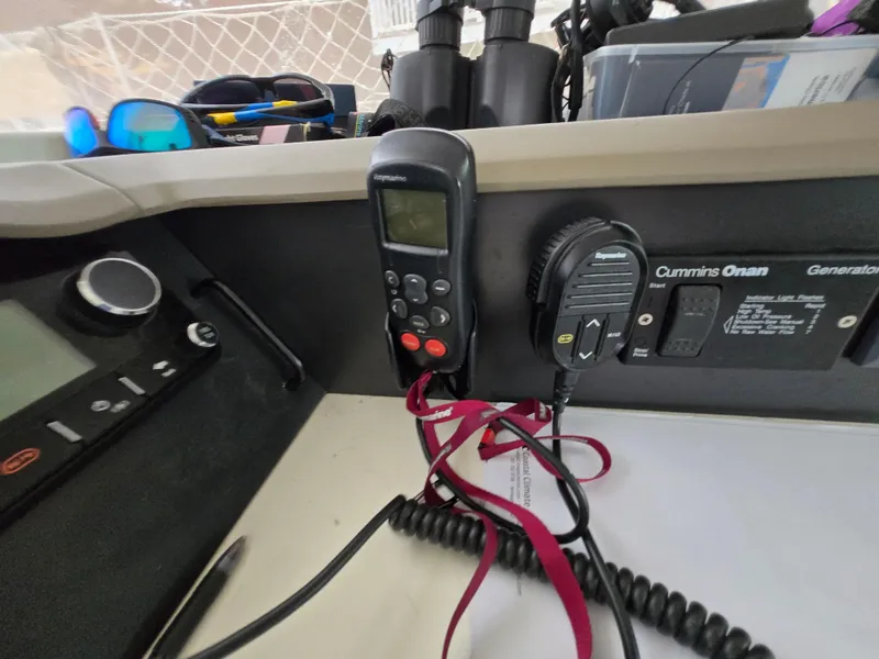 Slide: The Image of Control panel of a 2018 Bali 4.1 Catamaran with navigation equipment and accessories. - 72