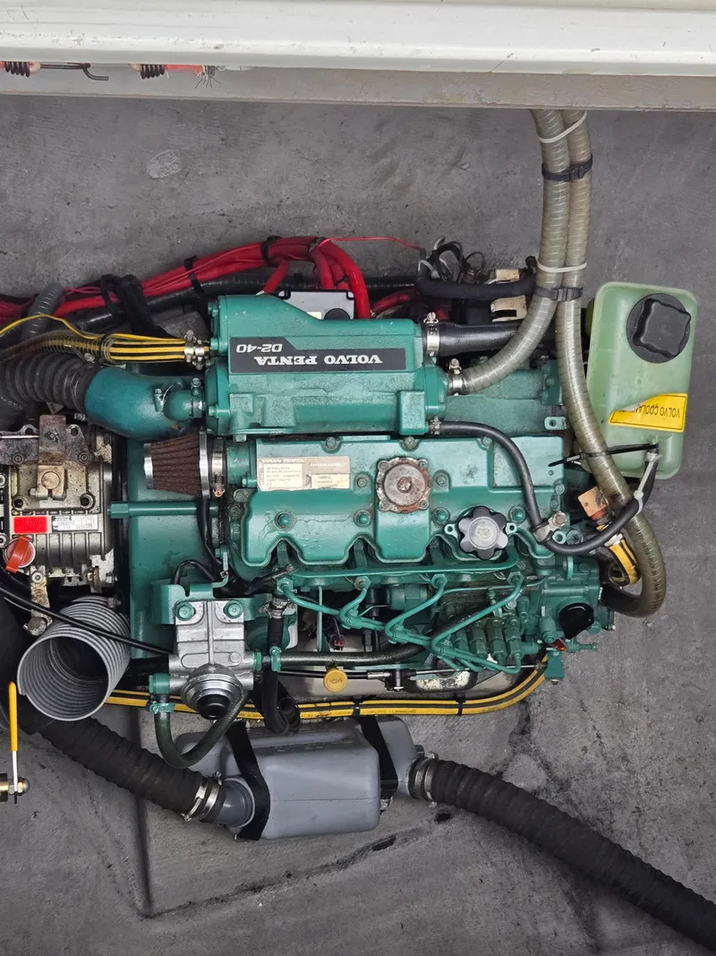 Slide: The Image of Volvo Penta engine in a 2018 Bali 4.1 Catamaran, showcasing mechanical components. - 78