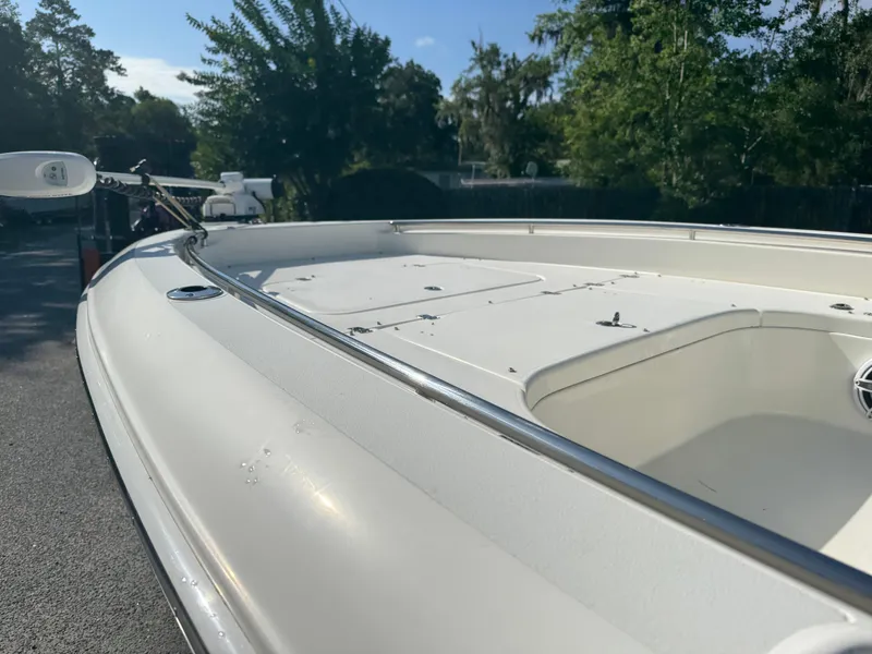 Slide: The Image of 2020 ShearWater 250 boat deck with sleek design and spacious layout. - 9